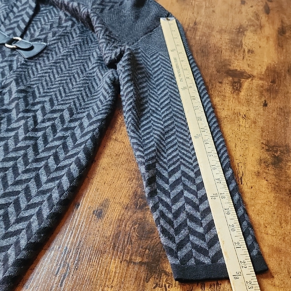 SOFT SURROUNDINGS | Wool Blend Chevron Longline Duster Cardigan Gray‎ Black | L - Picture 8 of 11